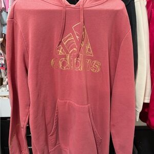 adidas Dusty Rose Hoodie with Gold Logo